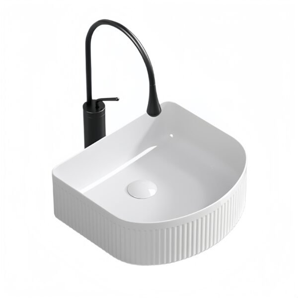 Luxurious sanitary ware: ceramic sink and semi-circular washbasin