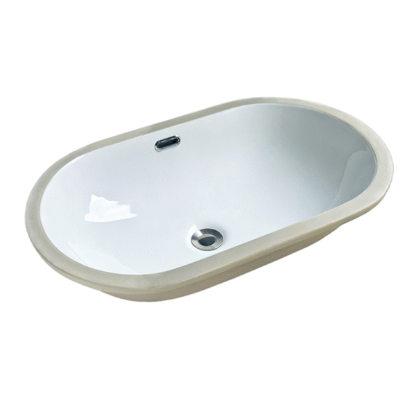 Bathroom oval washbasin ceramic under-counter sink 25 inches