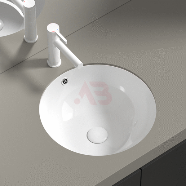 Bathroom round washbasin ceramic embedded sink size 17 inches