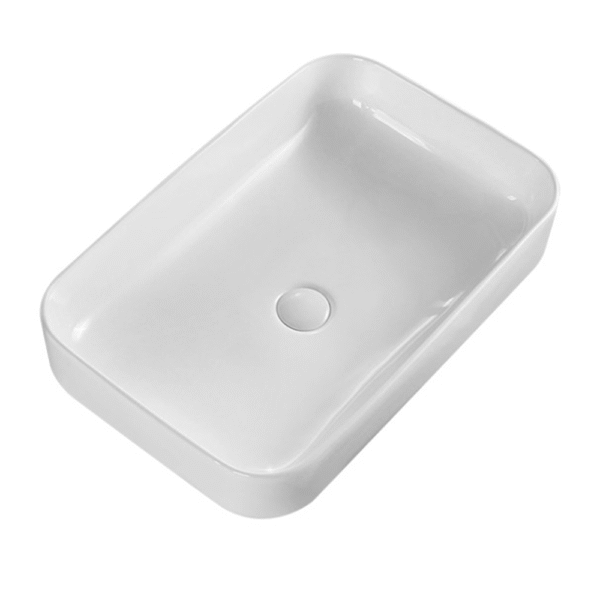 Bathroom countertop ceramic washbasin rounded square white