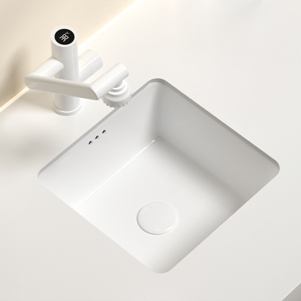 Bathroom square sink inset 14-inch under-counter ceramic basin