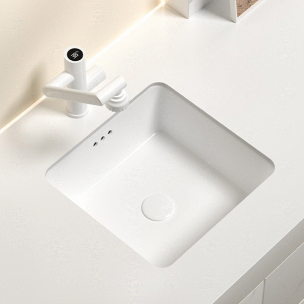 Bathroom square sink inset 16-inch under-counter ceramic basin