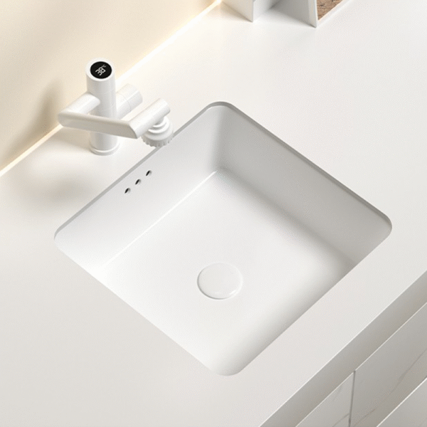 Bathroom square sink inset 18-inch under-counter ceramic basin