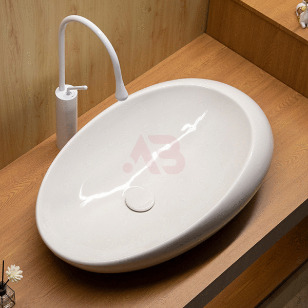 680X430mm Art Basin Irregular Oval Ceramic Countertop Sink