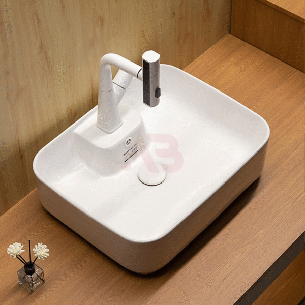 520X410mm square ceramic washbasin with rounded corners