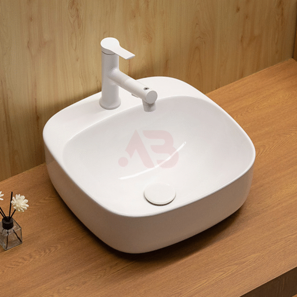 415X425mm Ceramic art basin rectangular with rounded corners