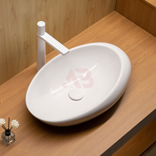 580×370mm Art Basin Irregular Oval Ceramic Countertop Sink