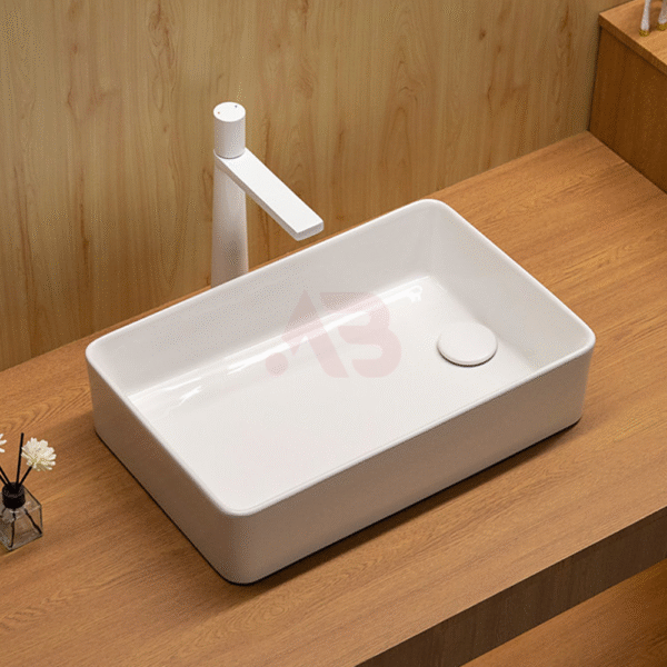 505X335mm rectangular washbasin with the drain hole on the side