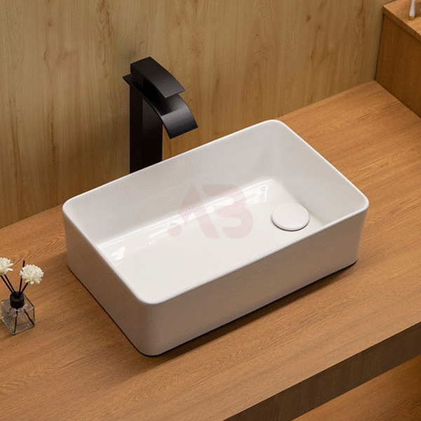 480X300mm rectangular washbasin with the drain hole on the side