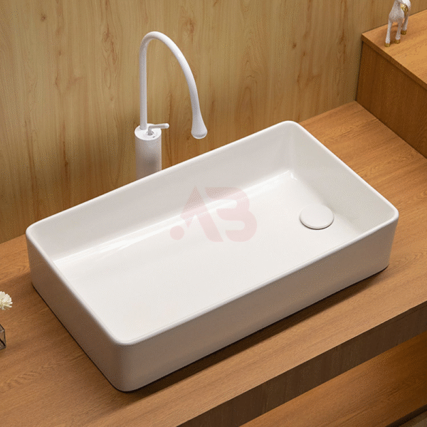 660X380mm rectangular washbasin with the drain hole on the side