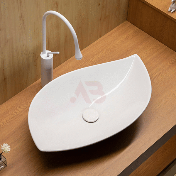 660X390mm Art Basin Leaf-Shaped Ceramic Washbasin