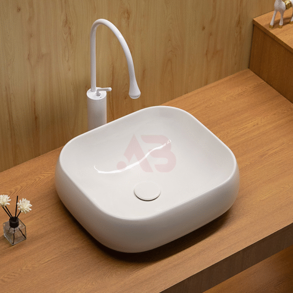 450X410mm ceramic art basin, four-corner rounded oval sink