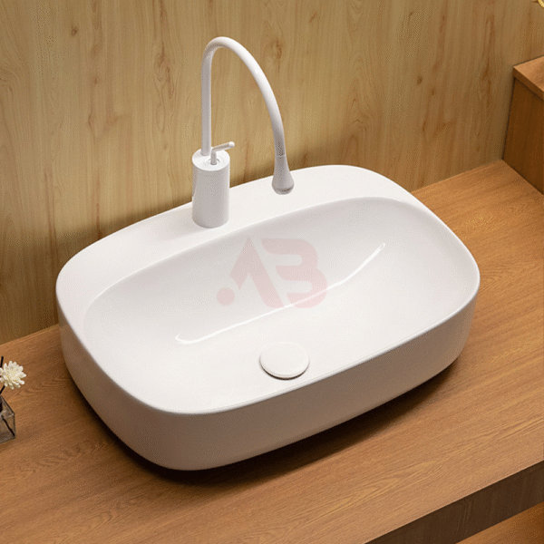 595X420mm Ceramic art basin rectangular with rounded corners