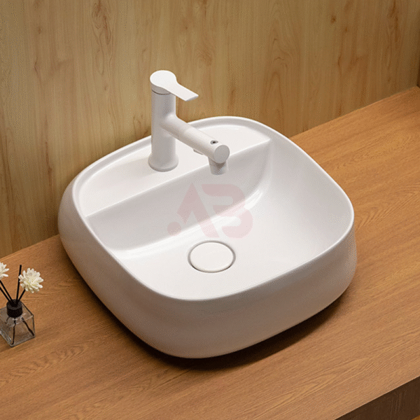 420X420mm bathroom washbasin, square with rounded corners