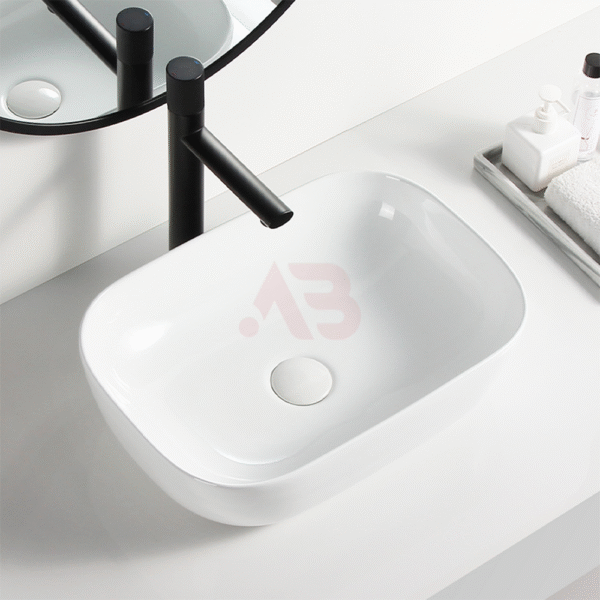 460×320mm square ceramic washbasin with rounded corners