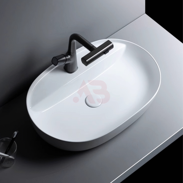 610X415mm bathroom ceramic washbasin is oval-shaped