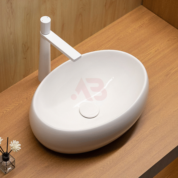 480X340mm ceramic goose egg-shaped countertop washbasin