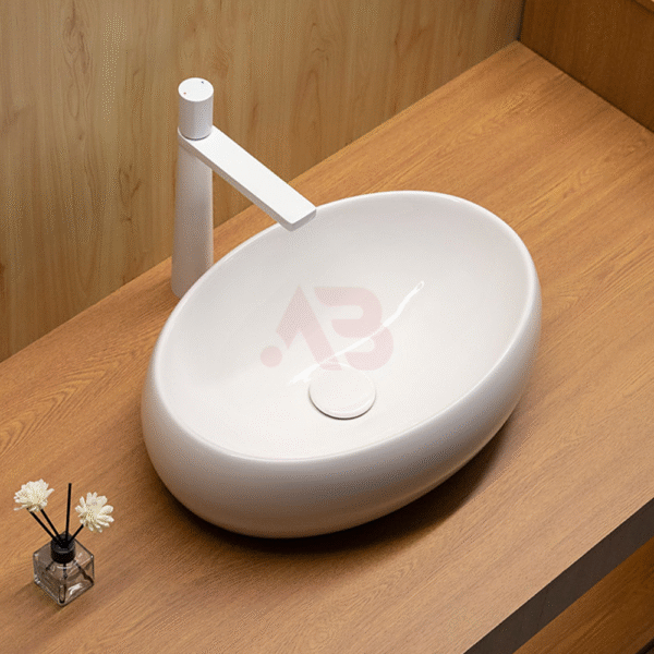 400X300mm ceramic goose egg-shaped countertop washbasin