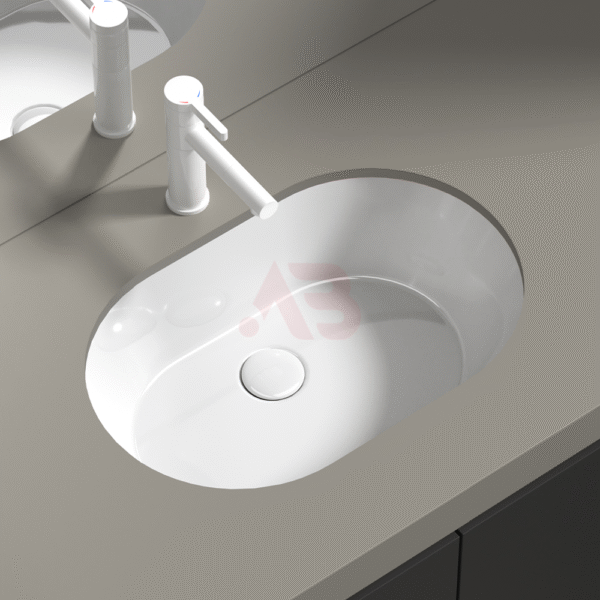 20-inch ceramic oval flat-bottom sink, under-mount washbasin