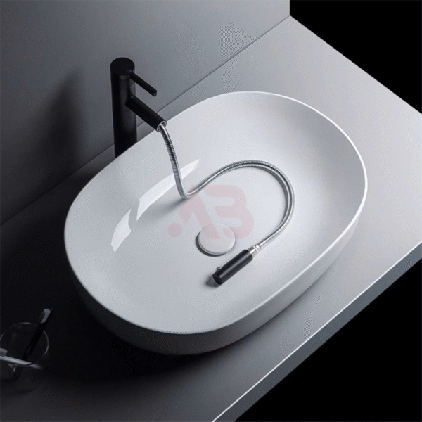 600X430mm ceramic oval sink on bathroom countertop